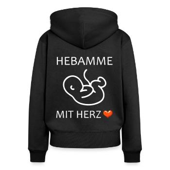 Hebamme mit Herz Baby eine Hebamme - Frauen Premium Bio Zip Hoodie - Schwarz - Hinten - Julia (174cm)