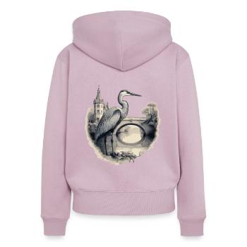 Majestic grey heron - Women's Premium Organic Zip Hoodie - dusky pink - Back - Julia (174cm)
