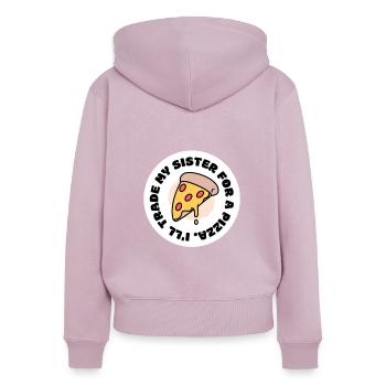 Sister for Pizza – Naughty - Women's Premium Organic Zip Hoodie - dusky pink - Back - Julia (174cm)
