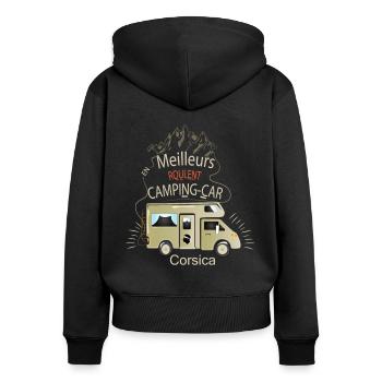 Corsica Camping Car France - Frauen Premium Bio Zip Hoodie - Schwarz - Hinten - Julia (174cm)