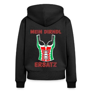 Mein Dirndl Ersatz lustige Oktober Bierfest Spruch - Frauen Premium Bio Zip Hoodie - Schwarz - Hinten - Julia (174cm)