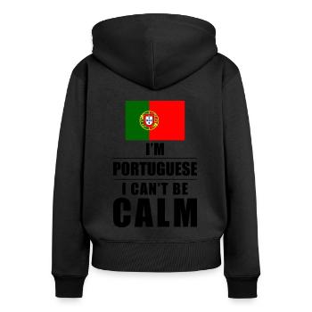 Portugiese Spruch - Frauen Premium Bio Zip Hoodie - Schwarz - Hinten - Julia (174cm)