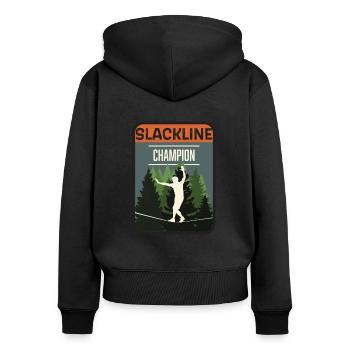 Slackline, Balance Sport - Women's Premium Organic Zip Hoodie - black - Back - Julia (174cm)