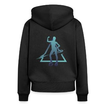 Géométrie Jump Shoes Fitness - Sweat à capuche zippé Premium bio Femme - noir - Dos - Julia (174cm)