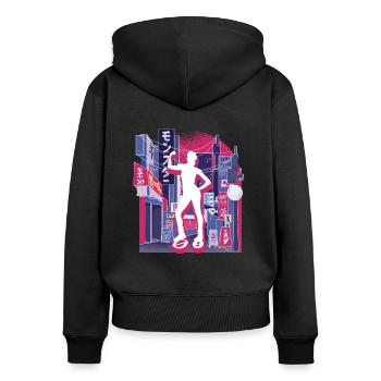 Asian City Jump Shoes Fitness - Sweat à capuche zippé Premium bio Femme - noir - Dos - Julia (174cm)