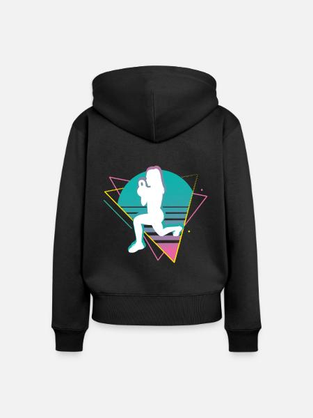 Vaporwave HIIT - Frauen Premium Bio Zip Hoodie - Schwarz