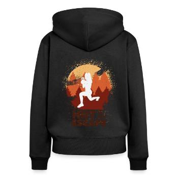 HIIT, Fitness Frau - Frauen Premium Bio Zip Hoodie - Schwarz - Hinten - Julia (174cm)