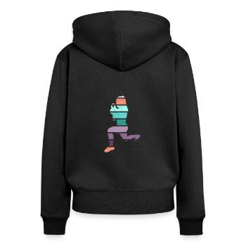 Retro HIIT - Frauen Premium Bio Zip Hoodie - Schwarz - Hinten - Julia (174cm)