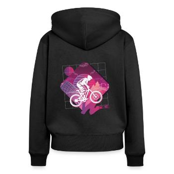 Vaporwave Descente - Sweat à capuche zippé Premium bio Femme - noir - Dos - Julia (174cm)