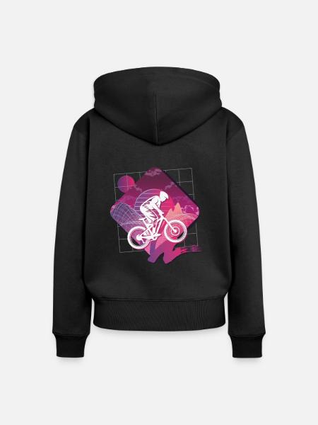 Vaporwave Downhill - Frauen Premium Bio Zip Hoodie - Schwarz