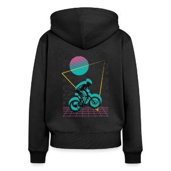 Vaporwave Descente - Sweat à capuche zippé Premium bio Femme - noir - Dos - Julia (174cm)