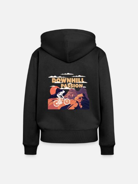 Downhill Passion - Frauen Premium Bio Zip Hoodie - Schwarz