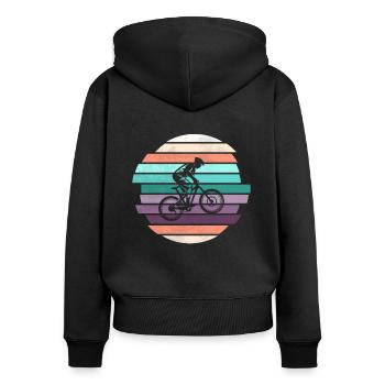 Descente rétro - Sweat à capuche zippé Premium bio Femme - noir - Dos - Julia (174cm)