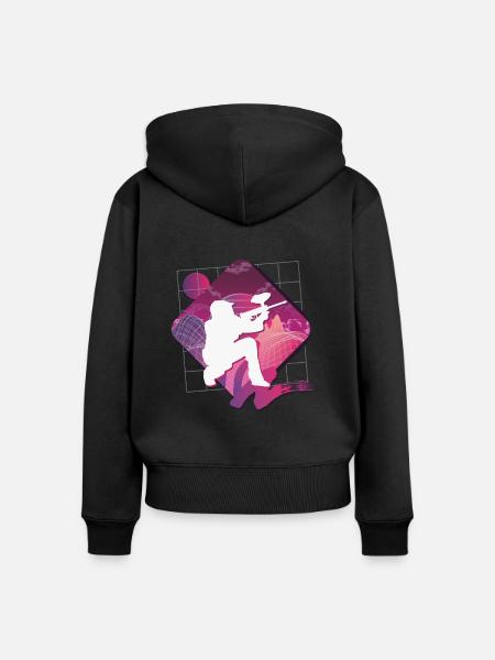 Vaporwave Paintball - Frauen Premium Bio Zip Hoodie - Schwarz