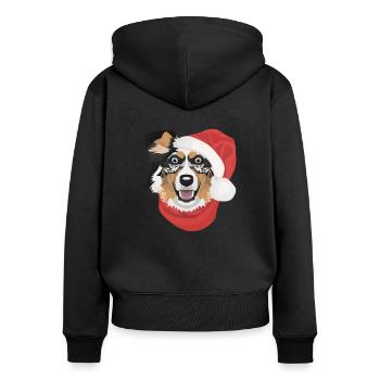 Berger australien Joyeux Noël - Sweat à capuche zippé Premium bio Femme - noir - Dos - Julia (174cm)