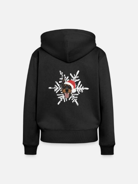 Dobermann Frohe Weihnachten - Frauen Premium Bio Zip Hoodie - Schwarz