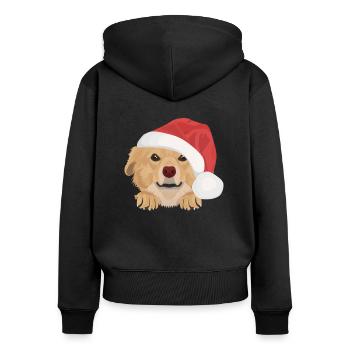 Nova Scotia Retriever Frohe Weihnachten - Frauen Premium Bio Zip Hoodie - Schwarz - Hinten - Julia (174cm)