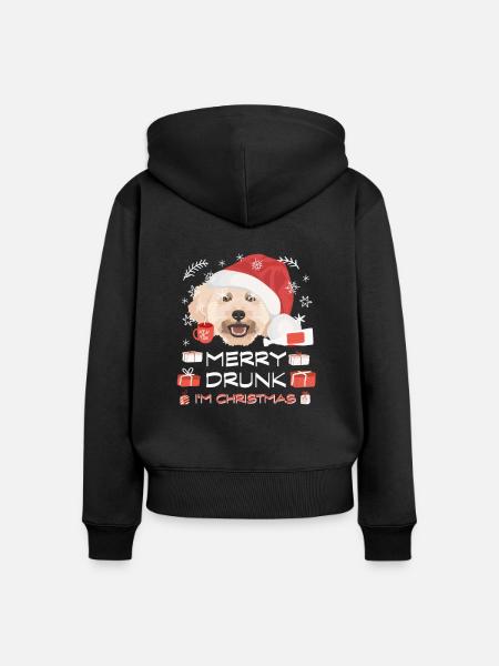 Pudel Weihnachtsmarkt - Frauen Premium Bio Zip Hoodie - Schwarz