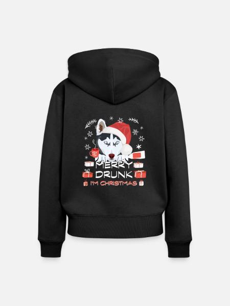 Husky Weihnachtsmarkt - Frauen Premium Bio Zip Hoodie - Schwarz