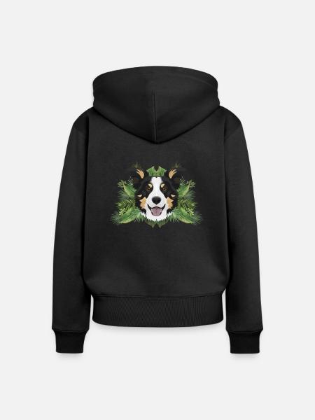 Tropical Border Collie - Frauen Premium Bio Zip Hoodie - Schwarz