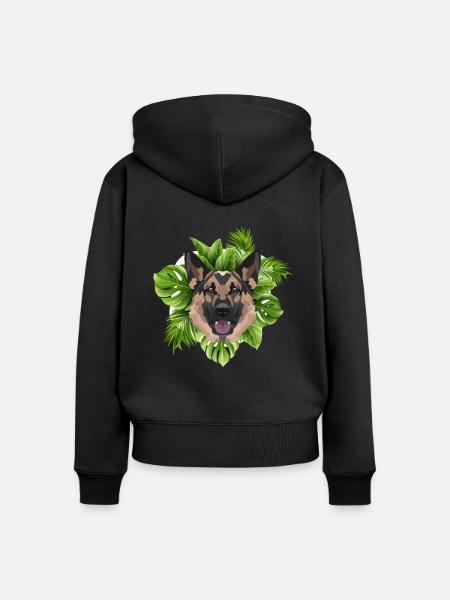 Tropical Deutscher Schäferhund - Frauen Premium Bio Zip Hoodie - Schwarz