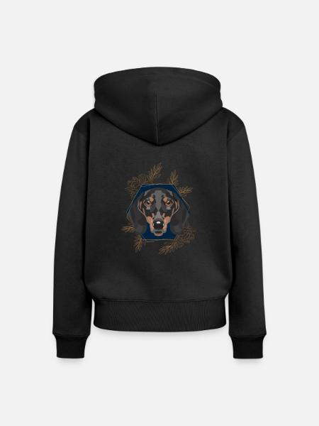 Goldener Hund Dackel - Frauen Premium Bio Zip Hoodie - Schwarz