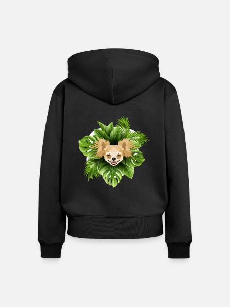 Tropical Chihuahua - Frauen Premium Bio Zip Hoodie - Schwarz