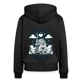 Tiny House Owner Builder - Tiny House Big Dreams - Frauen Premium Bio Zip Hoodie - Schwarz - Hinten - Julia (174cm)