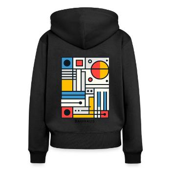 Bauhaus-Architektur Geometrische Ästhetik - Frauen Premium Bio Zip Hoodie - Schwarz - Hinten - Julia (174cm)