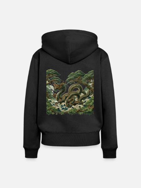 Chinesische Drachenkunst - Frauen Premium Bio Zip Hoodie - Schwarz