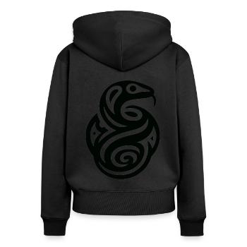 Serpent zodiaque amérindien - Sweat à capuche zippé Premium bio Femme - noir - Dos - Julia (174cm)