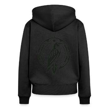 Rabe Indianer Tierkreiszeichen - Frauen Premium Bio Zip Hoodie - Schwarz - Hinten - Julia (174cm)