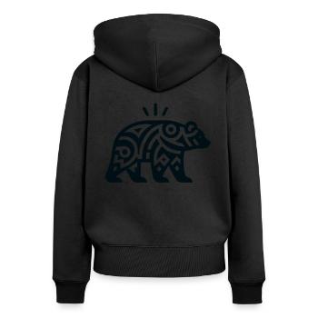 Ours du zodiaque amérindien - Sweat à capuche zippé Premium bio Femme - noir - Dos - Julia (174cm)