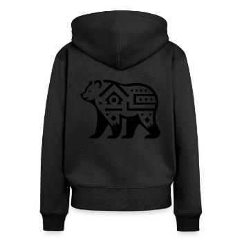 Ours du zodiaque amérindien - Sweat à capuche zippé Premium bio Femme - noir - Dos - Julia (174cm)