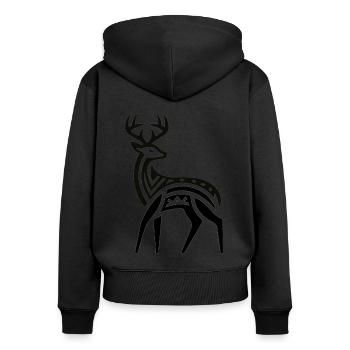 Cerf Amérindien Zodiaque - Sweat à capuche zippé Premium bio Femme - noir - Dos - Julia (174cm)