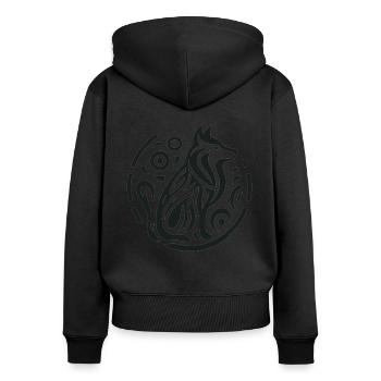 Wolve Indianer-Tierkreiszeichen - Frauen Premium Bio Zip Hoodie - Schwarz - Hinten - Julia (174cm)