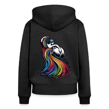 Aquarius Zodiac Elegant Rainbow Design - Women's Premium Organic Zip Hoodie - black - Back - Julia (174cm)