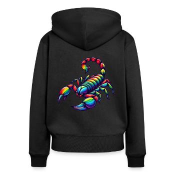 Scorpio Zodiac Design in Vivid Rainbow Hues - Women's Premium Organic Zip Hoodie - black - Back - Julia (174cm)