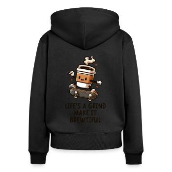 Mill of life on a skateboard - Women's Premium Organic Zip Hoodie - black - Back - Julia (174cm)