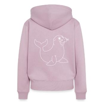 Seerobbe Seekuh Süß Robbe - Frauen Premium Bio Zip Hoodie - Altrosa - Hinten - Julia (174cm)