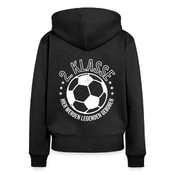 Fußball Unterhaus 2. Klasse Meistertitel Meister - Frauen Premium Bio Zip Hoodie - Schwarz - Hinten - Julia (174cm)