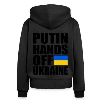 Putin hands off ukraine - Frauen Premium Bio Zip Hoodie - Schwarz - Hinten - Julia (174cm)