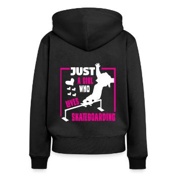 Skateboard Skateboardfahrer Skaten - Frauen Premium Bio Zip Hoodie - Schwarz - Hinten - Julia (174cm)