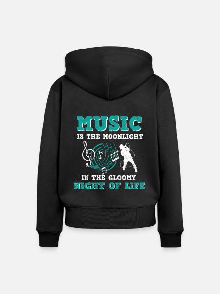 Musiker Musik Rhythmus Notenschlüssel - Frauen Premium Bio Zip Hoodie - Schwarz