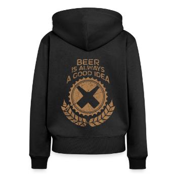 Bier Bierglas Biertrinker Kneipe Pinte - Frauen Premium Bio Zip Hoodie - Schwarz - Hinten - Julia (174cm)