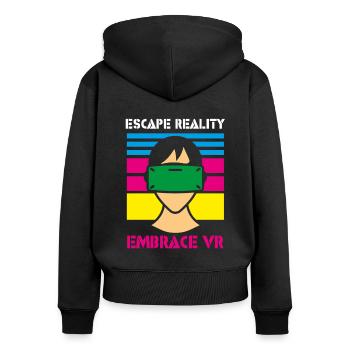 VR Brille Virtual Reality Gaming - Frauen Premium Bio Zip Hoodie - Schwarz - Hinten - Julia (174cm)
