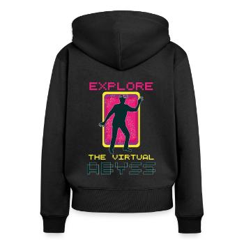 VR Brille Virtual Reality Gaming - Frauen Premium Bio Zip Hoodie - Schwarz - Hinten - Julia (174cm)