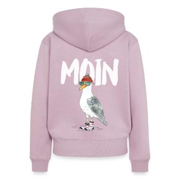 MÖWE MOIN NORDSEE - Frauen Premium Bio Zip Hoodie - Altrosa - Hinten - Julia (174cm)
