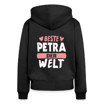 Beste Petra der Welt - Frauen Premium Bio Zip Hoodie - Schwarz - Hinten - Julia (174cm)