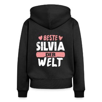 Beste Silvia der Welt - Frauen Premium Bio Zip Hoodie - Schwarz - Hinten - Julia (174cm)